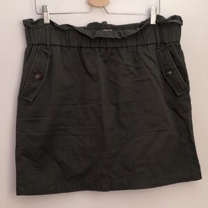 LOFT Dark Green Mini Skirt with Buttoned Pockets